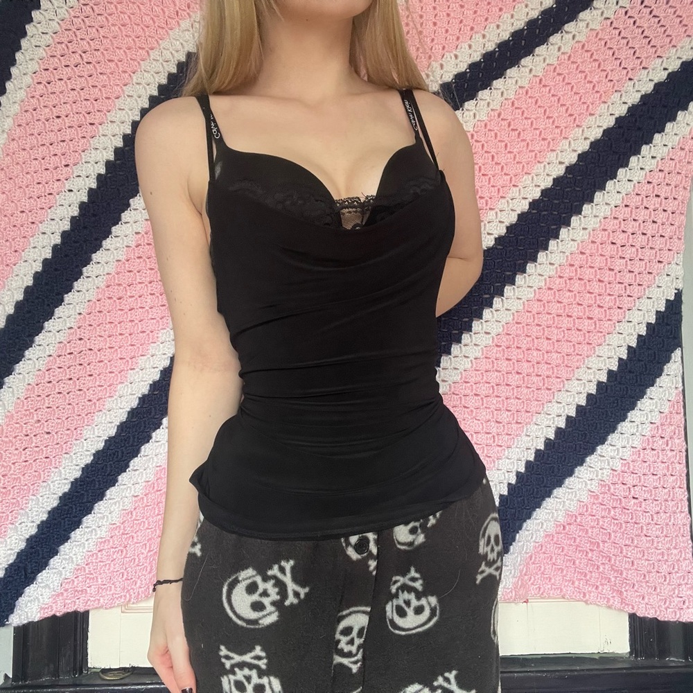 Black Lace Loose Neck Tank